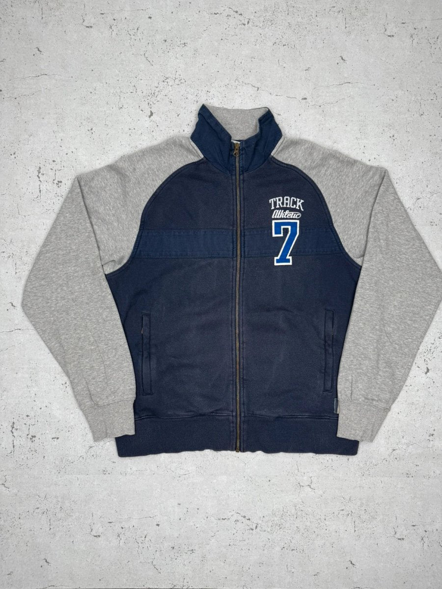 Nike Track Athletic Vintage Zipper Sweatshirt Blau Grau M - MonkeysVintage