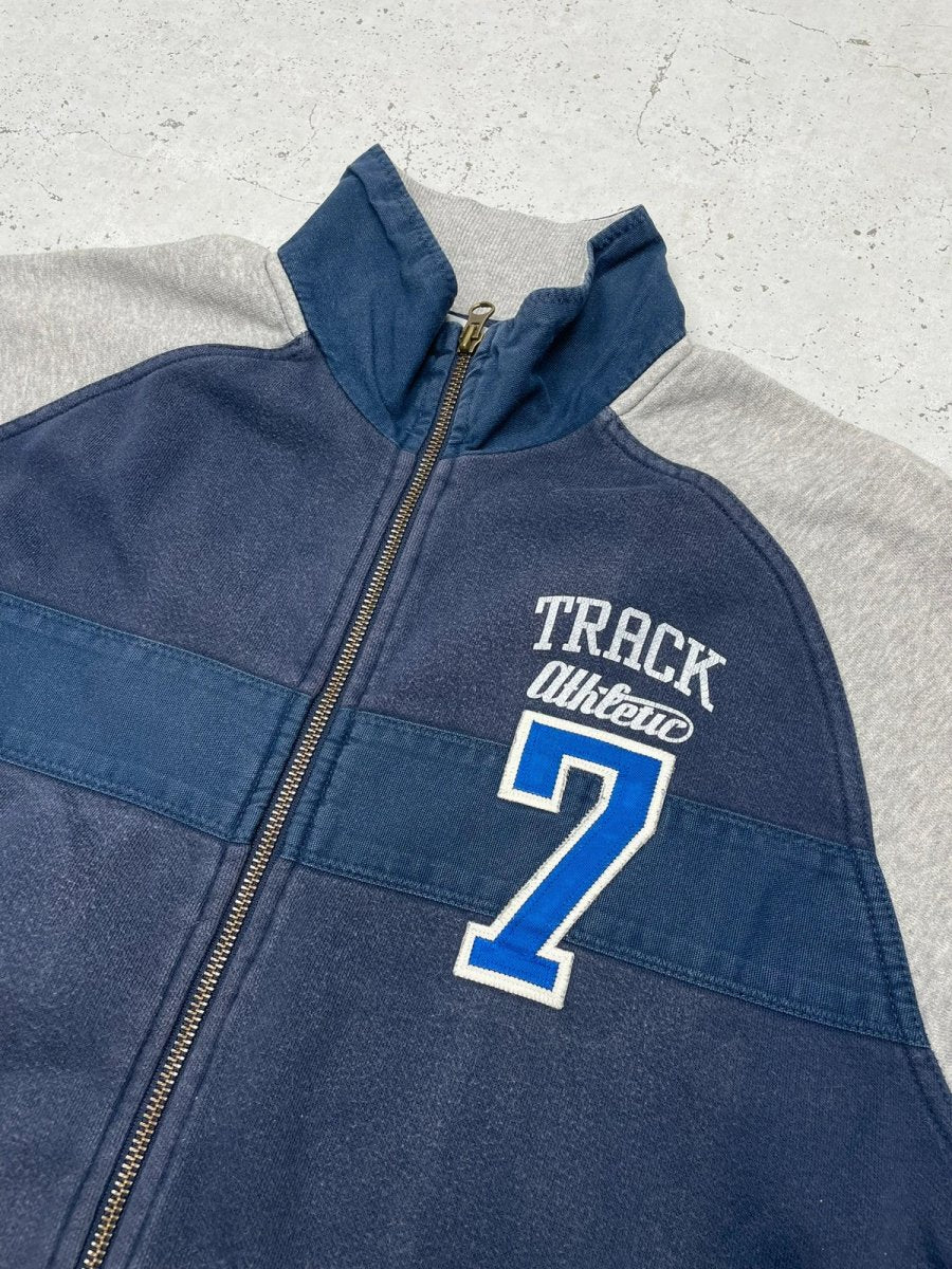 Nike Track Athletic Vintage Zipper Sweatshirt Blau Grau M - MonkeysVintage