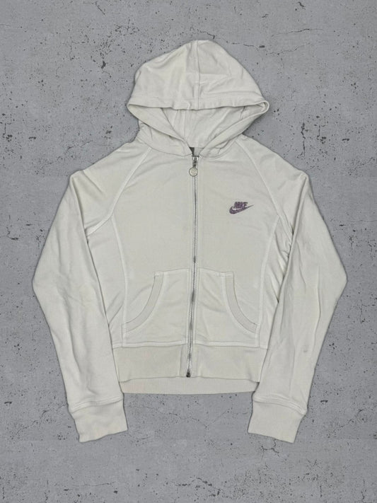 Nike Vintage Kapuzenjacke Zipper Hoodie Weiß S - MonkeysVintage