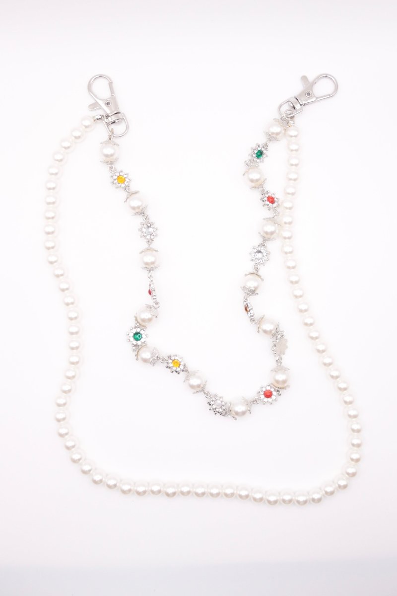 "Royal Charm" - Zweifarbige Perlen - Hosenkette mit Silberakzenten - MonkeysVintage