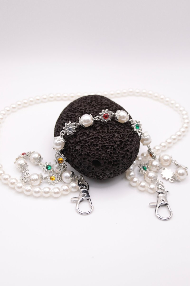 "Royal Charm" - Zweifarbige Perlen - Hosenkette mit Silberakzenten - MonkeysVintage