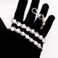„Silver Pearl“ Perlen - Hosenkette Wallet Chain mit Silber - Details Y2K Streetstyle - MonkeysVintage