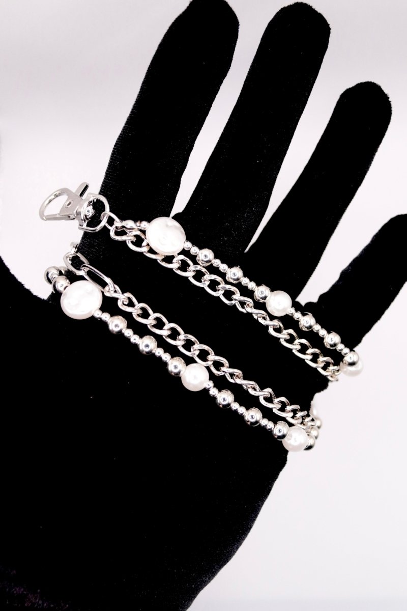 "Twin Orbit" Doppelreihige Hosenkette mit Perlen und Metall - Details - MonkeysVintage