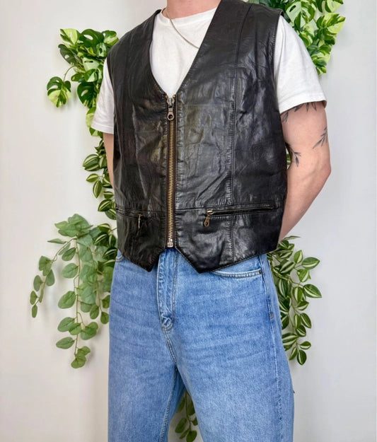 Vintage Lederweste Weste 56 XL - MonkeysVintage